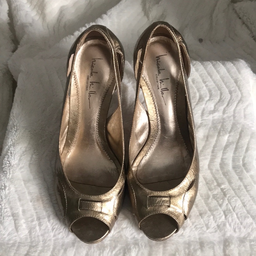 Nicole Miller Gold Heels